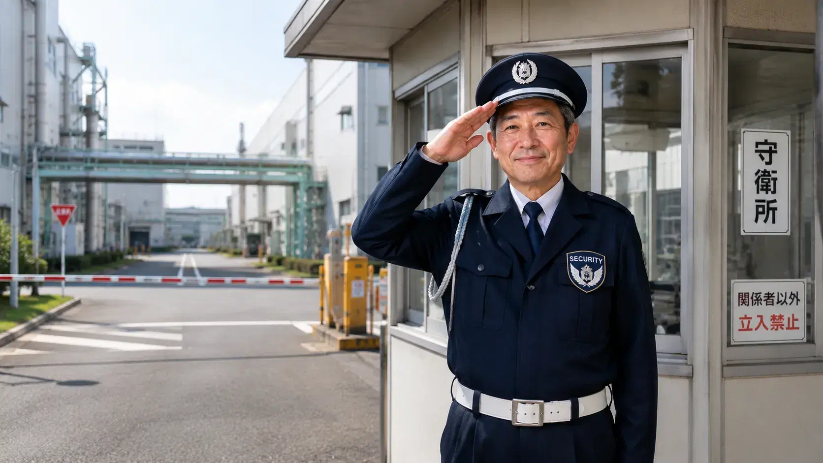 【未経験・資格不問】工場の施設警備スタッフ/年間休日120日・マイカー通勤OK
